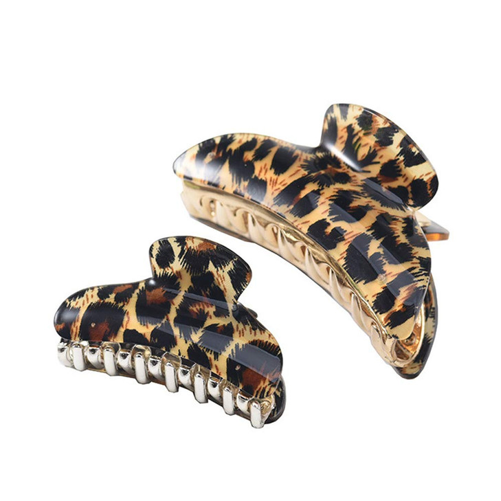 Xiwstar 2PCS French Design Leopard Hair Claw Banana Clips Tortoise Barrettes Hair Accessories for Women Girls 1Pcs Large