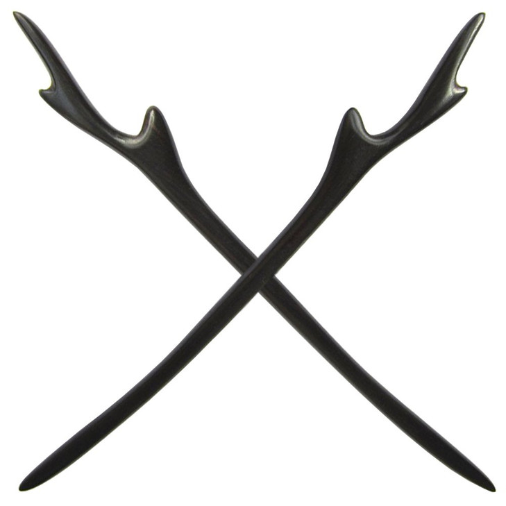 Fashion Lifestyle 2 Count Handmade Ebony Wood Carved Hair Decor Sticks Shawl Pins Picks Pics Forks for Women Girls Hair