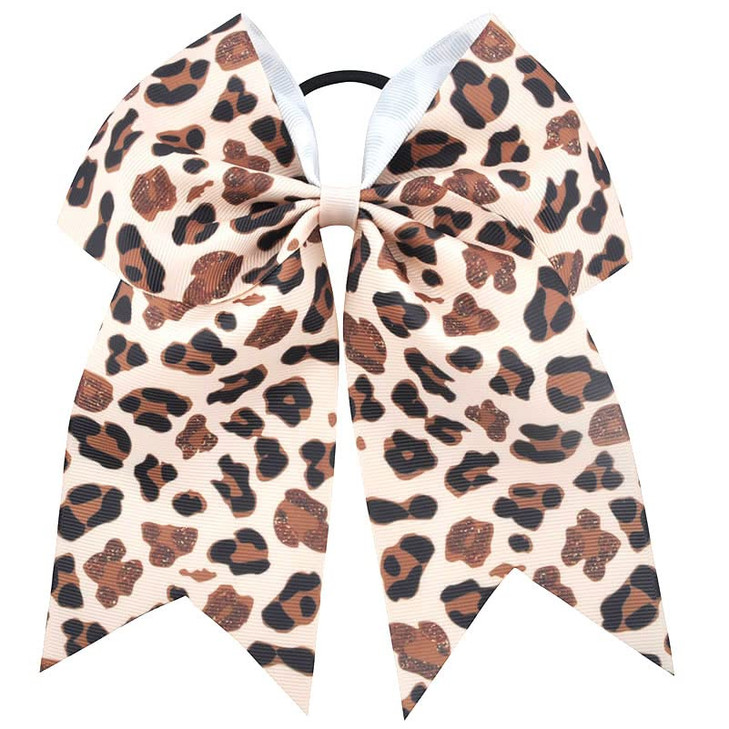 Leopard Cheer Bow For Girls Cheetah Ponytail Holder Bowknot Leopard Bow Hair Ring Tie PHB01 A1