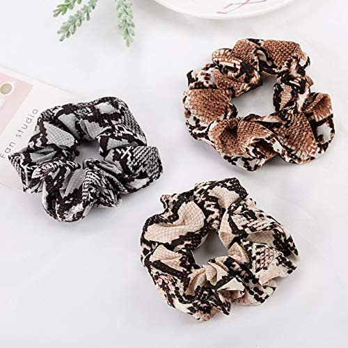 6 Pack Leopard Print Hair Scrunchies Animal Print Slap Bracelet Ponytail Holder Elastic Hair Bands Wrist Line Fabric Scr