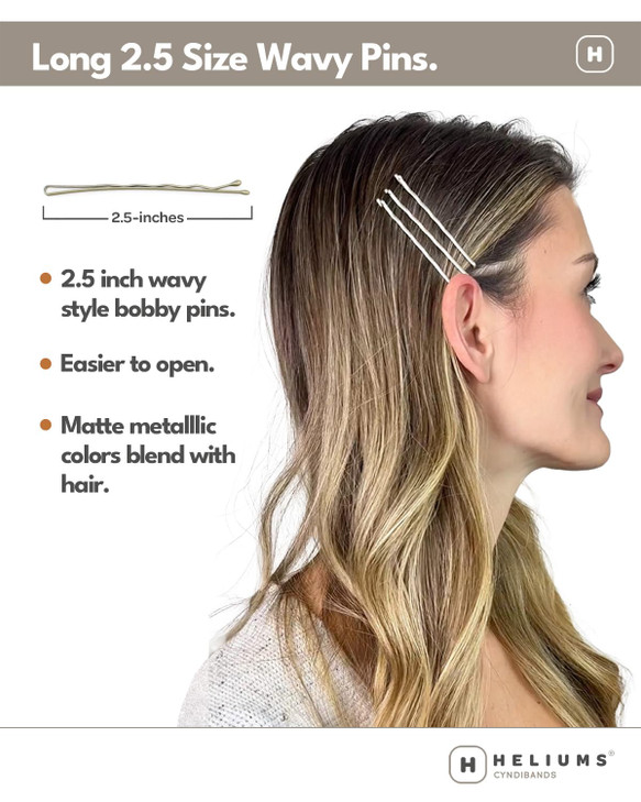 Heliums Large Bobby Pins Dark Blonde 25 Inch Extra Long Wavy Hair Pins 24 Pack