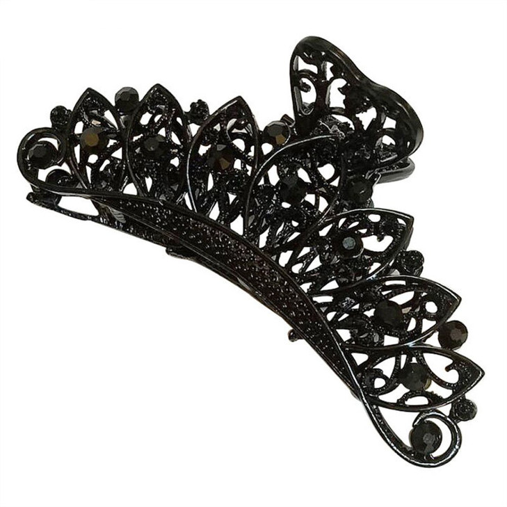 Women Retro Metal Hair Accessories Rhinestone Fancy Hair Claw Jaw Clips Pins Fashion Flowers Hair Catch Barrette A