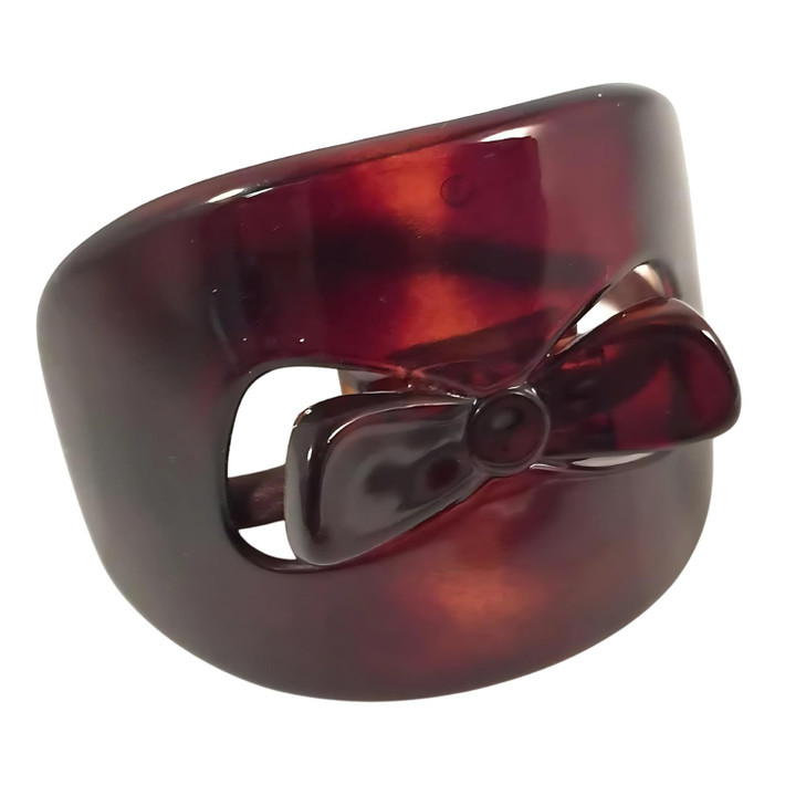 Parcelona French Bow Celluloid Tortoise Shell Ponytail Elastic Hair Tie Ponies Band
