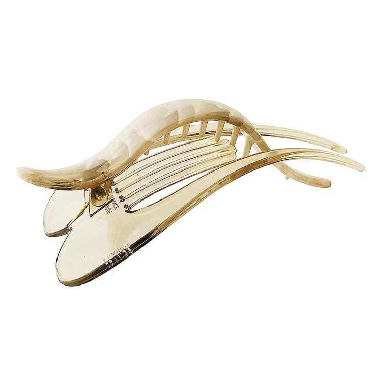Parcelona French Pelican Ivory Cream Celluloid Acetate 5 Inch Salon Hinge Hair Claw Clip Slide in Secure Grip Clamp Clut