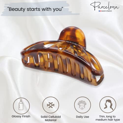 Parcelona French Light Tortoise Shell Brown Rain Drop Small 2 34 Inches Jaw Hair Claw Clip