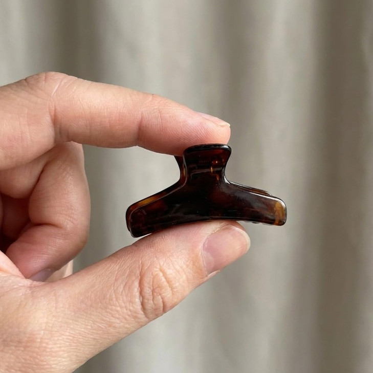 Parcelona French Salon Style Flat Set of 2 Small Tortoise Shell Brown and Black Narrow Jaw Hair Claw Clip Clutcher Clamp