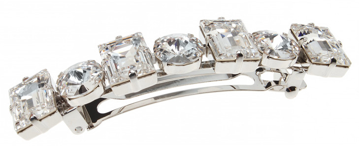 L Erickson Large Sienna Crystal Barrette CrystalSilver