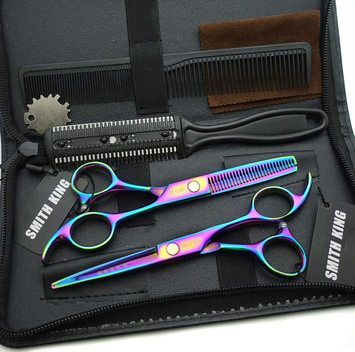 55 Inches Hair Scissors with Thinning Comb Hair Cutting Shears Thinning Shears set for Professional and Personal Rainbow
