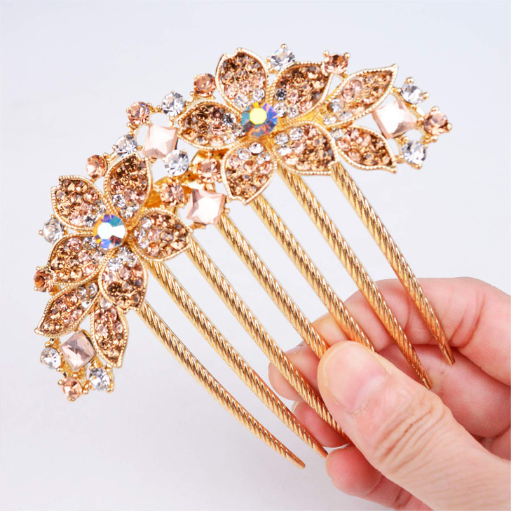 Sankuwen Women Rhinestone Inlaid Flower Hair Comb Hairpin Barrette AccessoryAlso Perfect Mothers Day Gifts for Mom Champ