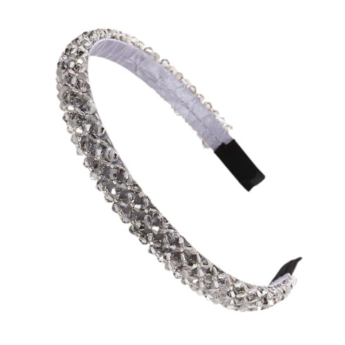 Ruihfas Fashion Sparkle 4 Rows Crystal Rhinestone Headbands Beaded Hair Hoop Band Grey