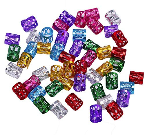 LASSUM 100 PCS Dreadlocks Hair Cuff 8mm Aluminum Dread Locks Metal Cuffs Hair Decoration Braiding Hair Jewelry Multicolo