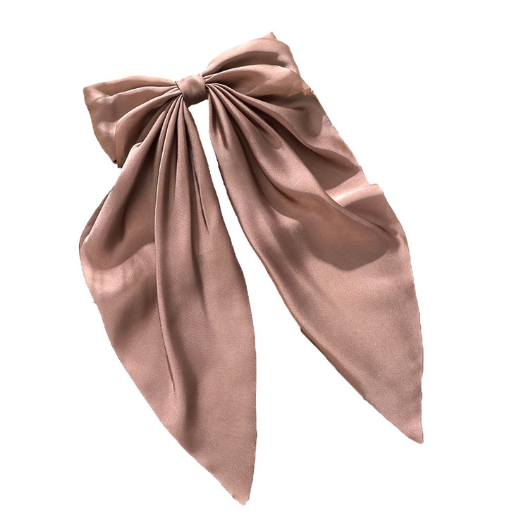 Yuyeran Super Big Bow Hair Clips French Style Soild Color Knotted Bowknot Spring Snap Barrettes Hair Clips with Long Rib