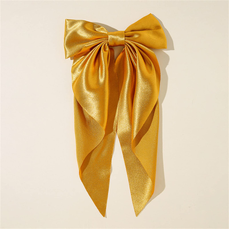 Yuyeran 2Pcs Super Big Bow Hair Clips French Style Soild Color Knotted Bowknot Spring Snap Barrettes Hair Clips with Lon