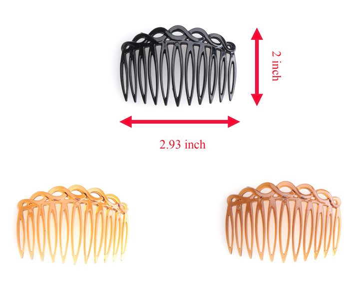 Ruwado French Hair Side Comb 6 Pcs Chic Elegant Plastic Twist Hair Clip Vintage Flexible Cellulose Non Slip Styling Comb