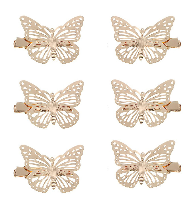 Ruwado 3 Pairs Butterfly Hair Clips Metal Gold Silver Vintage Retro Small Claw Hairpin Hair Styling Barrettes Accessorie