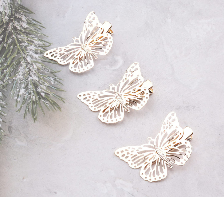 Ruwado 3 Pairs Butterfly Hair Clips Metal Gold Silver Vintage Retro Small Claw Hairpin Hair Styling Barrettes Accessorie