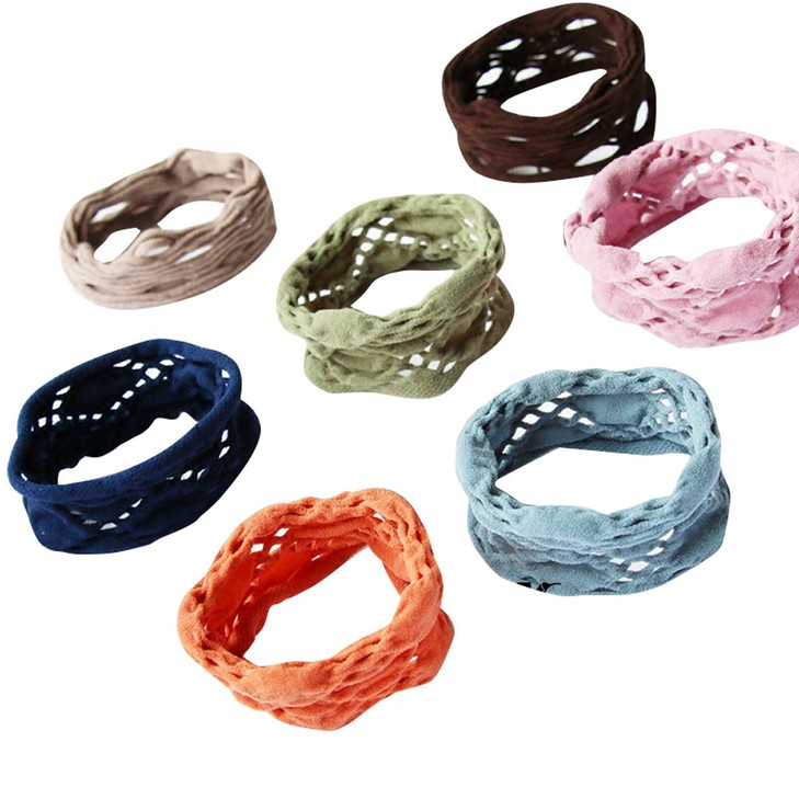 Otyou 10 Pack Mixed Colors High Elasticity Openwork Lace Hair Scrunchies Soft Scrunchy Bobbles Hair Ties Wrist Band Hair