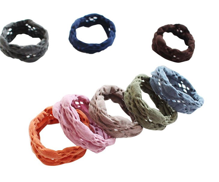 Otyou 10 Pack Mixed Colors High Elasticity Openwork Lace Hair Scrunchies Soft Scrunchy Bobbles Hair Ties Wrist Band Hair