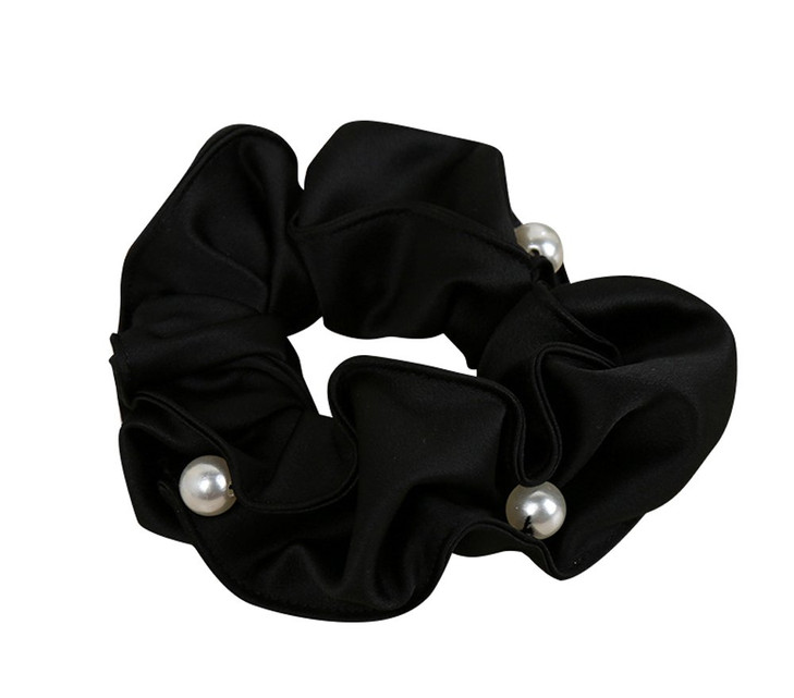 OTYOU 2 Pack Pearl Hair Scrunchies Cloth Scrunchy Bobbles Elastic Hair Bands Ties Hair Accessories Wrist Band for Women