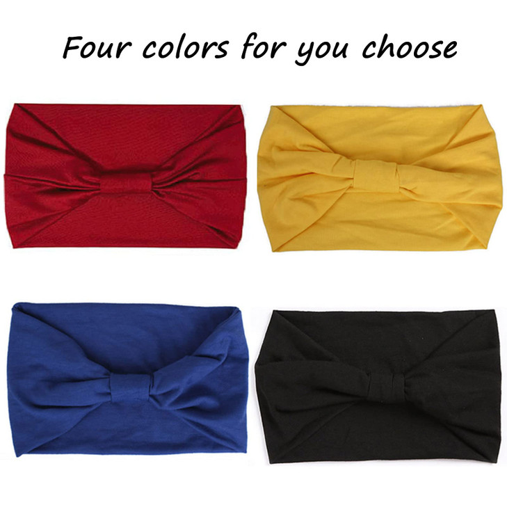 XTREND 4 Packs Wide Headband Fashion Headscarf Bohemian Style Elastic Knotted Nonslip Headbands Suitable For Black Women