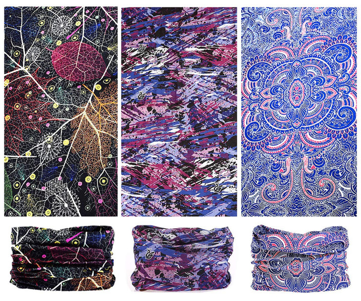 Toes Home 6PCS Outdoor Headband Elastic Seamless Bandana Neck Gaiter Scarf Sport Headwear Boho Series for Yoga Hiking