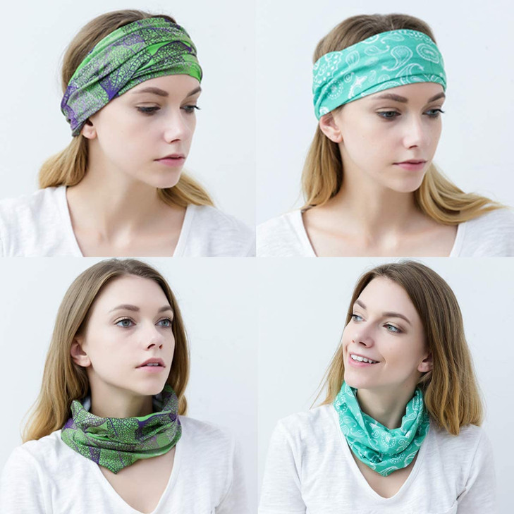 Toes Home 6PCS Outdoor Headband Elastic Seamless Bandana Neck Gaiter Scarf Sport Headwear Boho Series for Yoga Hiking