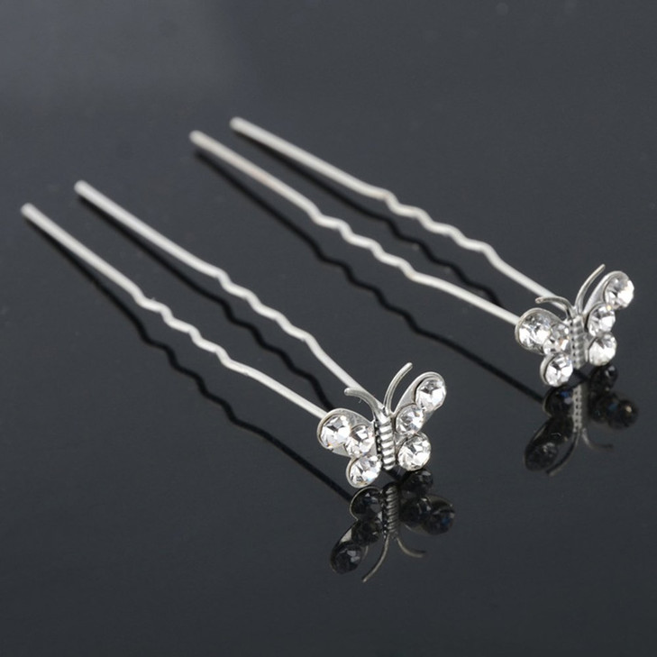 Vpang 20 Pcs Wedding Bridal Rhinestone Crystal Hair Pins Clips Women Headwear Wedding Decorative Hair Accessories Butter