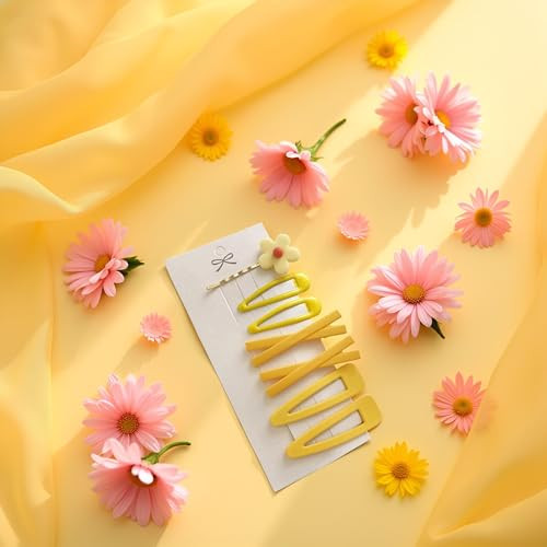7 Pcs Yellow Sweet Flower Women Girl Barrette Bobby Pin Hairpin Hair Clips Decoration Elegant Gold Gifts Hair Clips Clip