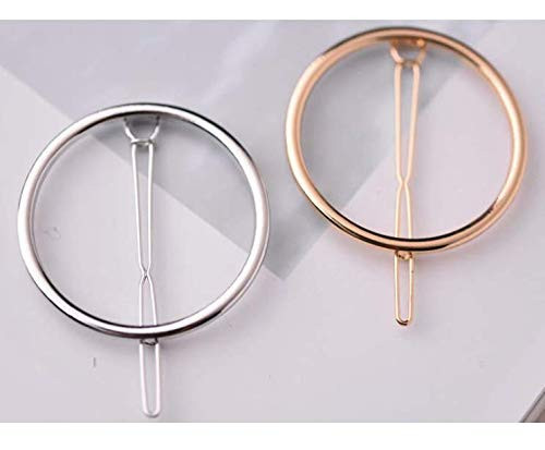 LASSUM 2 Pcs Minimalist Dainty Hollow Geometric Round Circle Metal Hairpin Hair Clip for Women and Girls on any Occasion