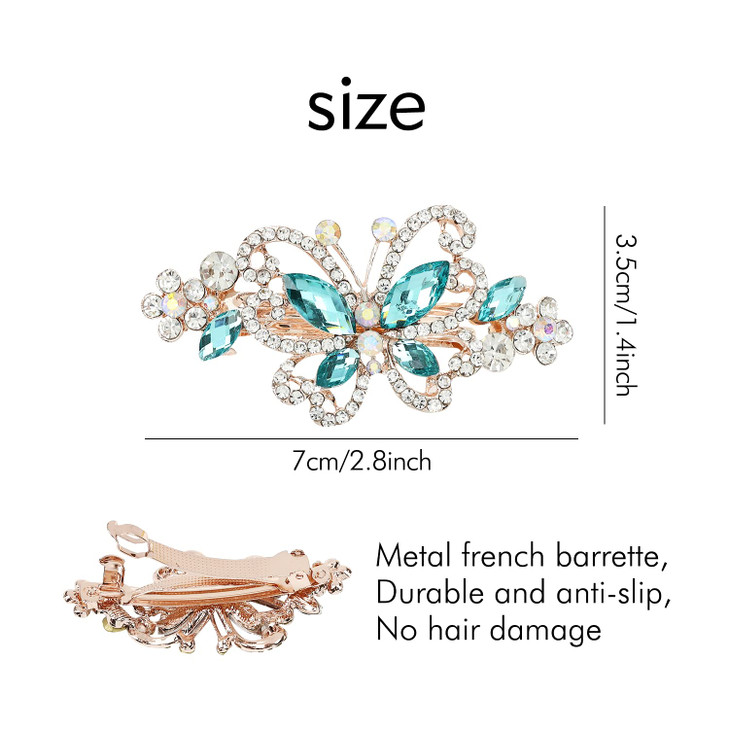 inSowni 4 Pack Luxury Glitter Sparkly Jeweled Gems Crystal Rhinestone Butterfly Metal French Barrettes Alligator Snap Ha