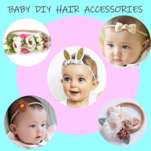 inSowni 50 Pack Super Soft Stretchy DIY Solid Nylon Headbands Baby Hair Bands One Size Fits All 10 Multicolor