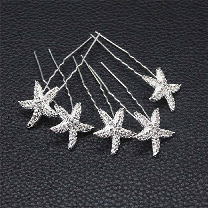ANBALA 18 Pack Bride Crystal Rhinestone Starfish Hair Pins Headwear Headdress Decorated Jewelry for Beach Party Wedding