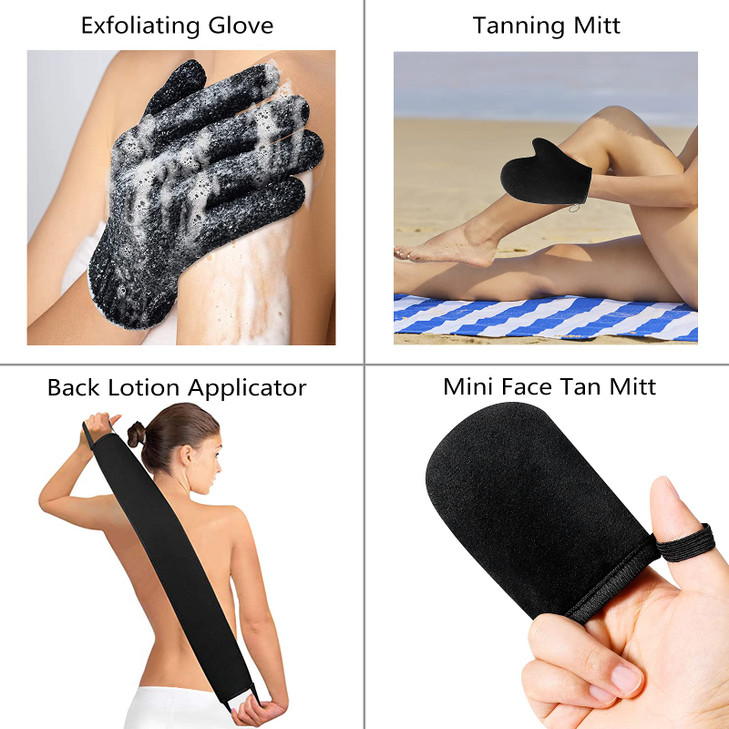 ANSPHIE 2 Pack Self Tanning Mitt Applicator Kit - Black Self Tanner Mitt and Tanning Back Applicator, Ultra Soft online at globaldelivered