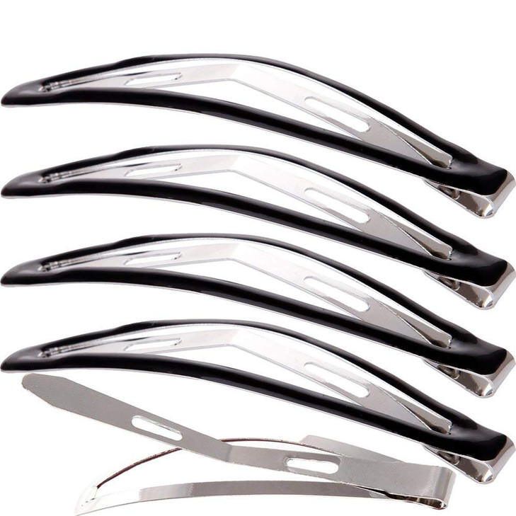 LONEEDY Pack of 12 Large Metal Stoving Varnish Hair Snap Clips Noslip Hair Clips Barrettes For Women and Girl Black
