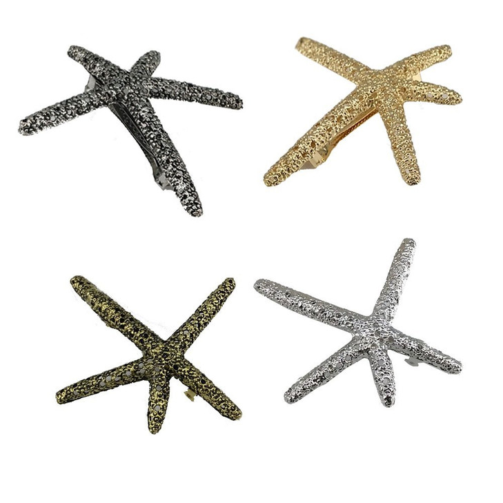 yueton Pack of 4 Nice Hollow Starfish Beach Sea Star Hairpin Hair Clips Accessories Barrettes Bobby Pin Wedding Bridesma