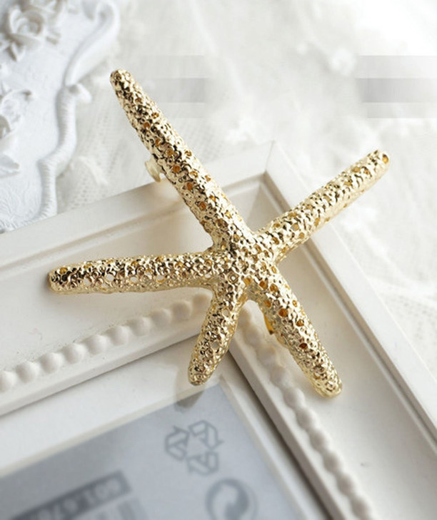 yueton Pack of 4 Nice Hollow Starfish Beach Sea Star Hairpin Hair Clips Accessories Barrettes Bobby Pin Wedding Bridesma