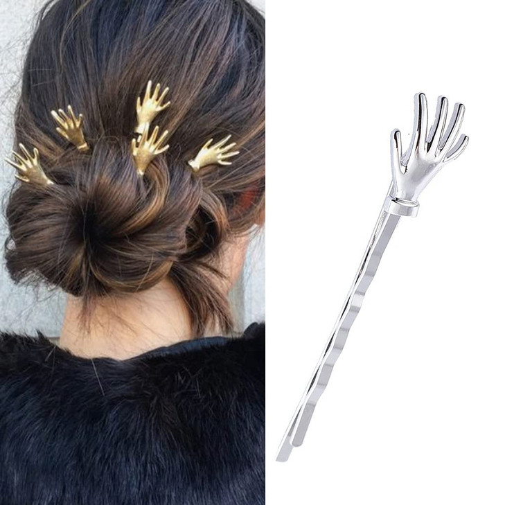 10Pcs Cute Spooky Skeleton Hands Bobby Pins 25 Halloween Hair Clips Women Girls Accessories Silver