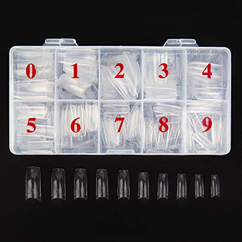 Beuniar Acrylic Nail Tips Clear 500Pcs French Artificial False Tip for Manicure Nails Art Salons & Home DIY