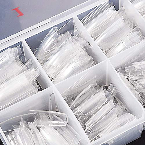 Beuniar Acrylic Nail Tips Clear 500Pcs French Artificial False Tip for Manicure Nails Art Salons & Home DIY