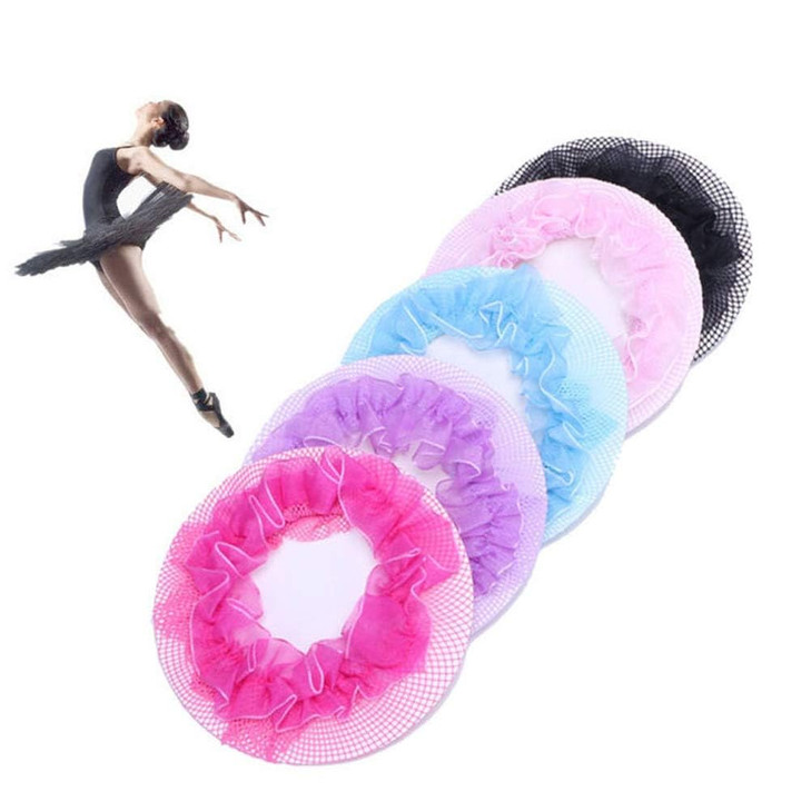 10Pcs Colored Hair Nets Reusable Flower Edge Elastic Band Bun Cover for Ballet Dancer Skating Gymnastics Performance Dan