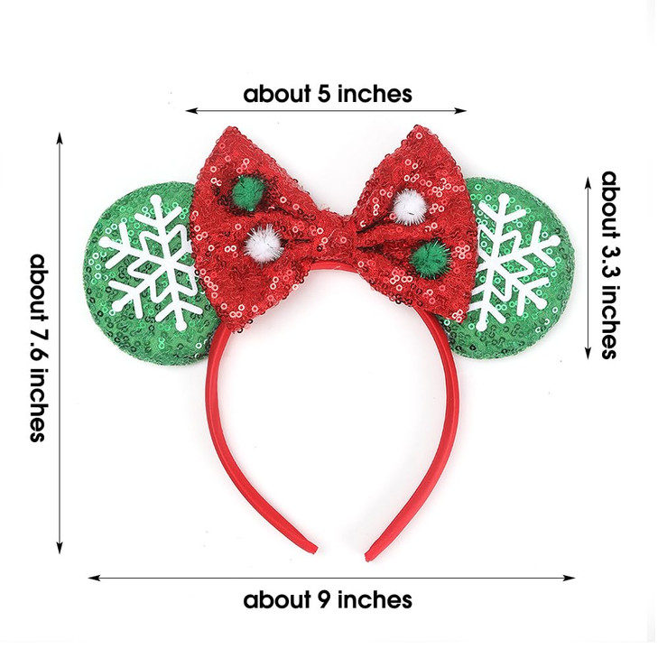 JIAHANG Christmas Mouse Ears Headband Sequin Bow Hair Band Festival Party Children Decoration Costume Headwear Hair Acce