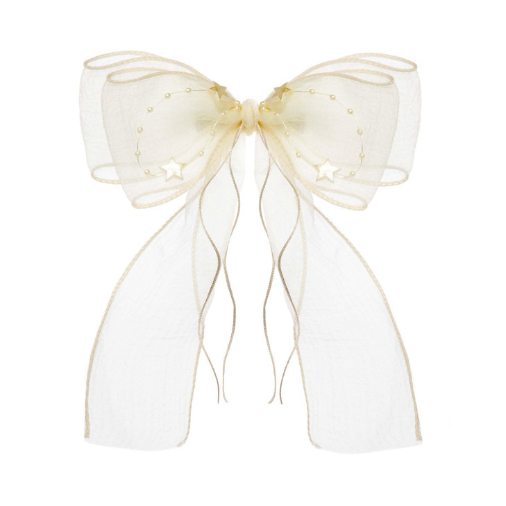 TUTULAND Hair Clips for Girls Adorable Tulle Girls Hair Bows with Alligator Clips Toddler Hair Accessories for Wedding B