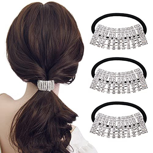 Xiwstar 3Pcs Elegant Hair Scrunchies Elastic Rhinestone Hair Ties Bands Headband for Women Girls Ponytail Holder online at globaldelivered