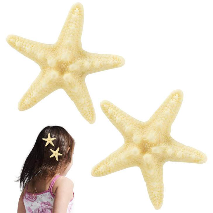 OBTANIM 2 Pcs Starfish Hair Clip Resin Beach Sea Star Hair Pins Mermaid Hair Clips Accessories for Women and Girls