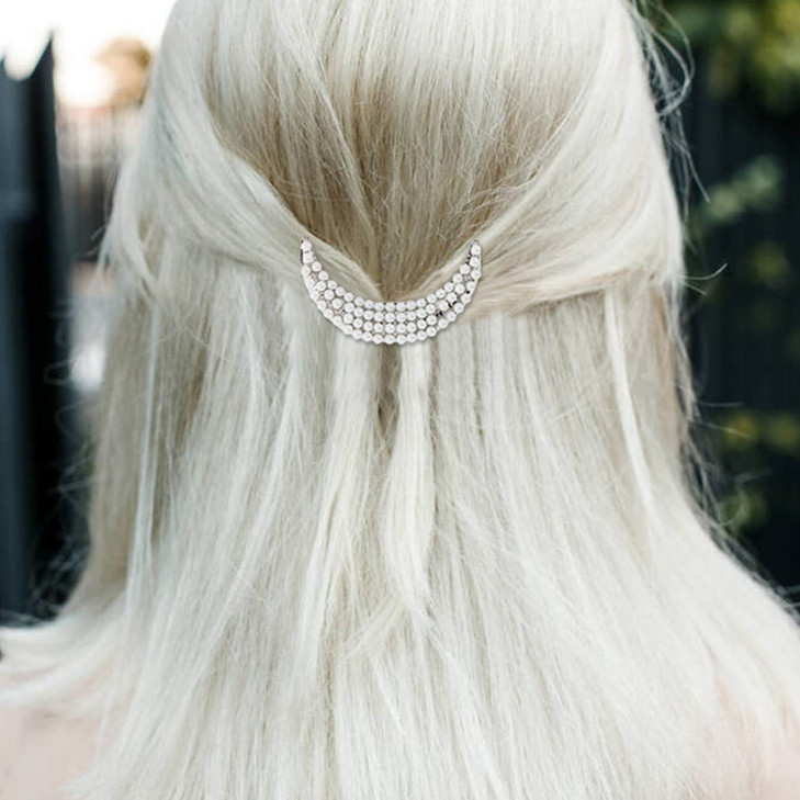 9 Pack Vintage Minimalist Bowknot Circle Moon Star Branch Pearl Metal Silver Hair Clips Hairpins Snap Barrettes Comb Cla