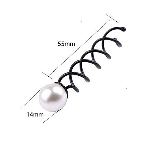 LASSUM 10 Pack Pearl Spiral Hair Pin Clip Bun Stick Spin Screw Twist Barrette for Women Hair Styling Tools
