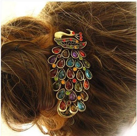 Beautiful Jewelry Peacock Design Crystal Women Rhinestones Hair Clips Hair Pin for Wedding Bridal Party Headdress Hair A