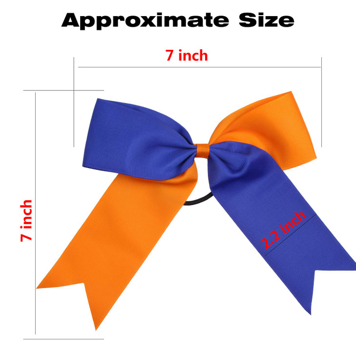 Cheerleading Bow Jumbo Cheer Bows 12 Pcs 7 Inch Ponytail Holder Cheerleader Bows Hair Tie OrangeRoyal Blue
