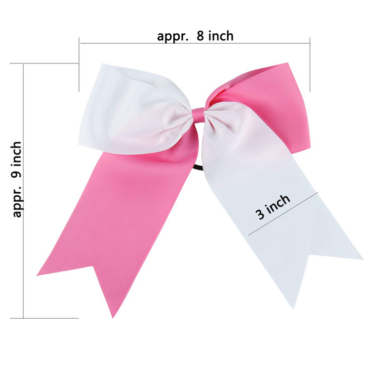 8 Inch 2 Colors Jumbo Cheerleader Bows Ponytail Holder Cheerleading Bows Hair 12 Pcs YellowBlack