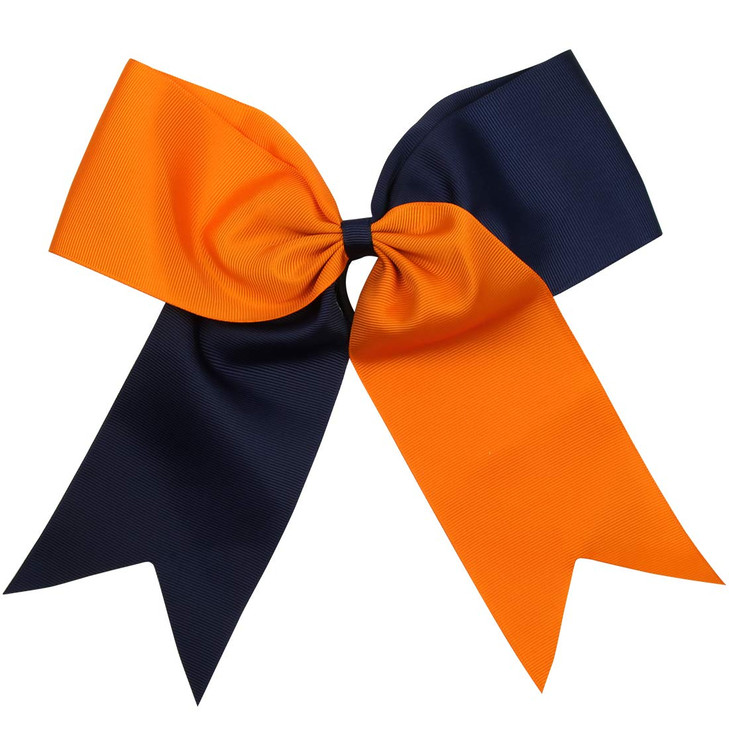 8 Inch 2 Colors Jumbo Cheerleader Bows Ponytail Holder Hair Tie Cheerleading Bows Hair Bow for College OrangeNavy Blue